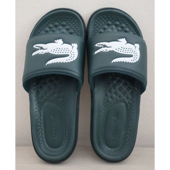 Lacoste 0922-1-CMA Men's Sz 12 Dark Green/White Croco Dualiste Slides Sandals - Picture 2 of 12